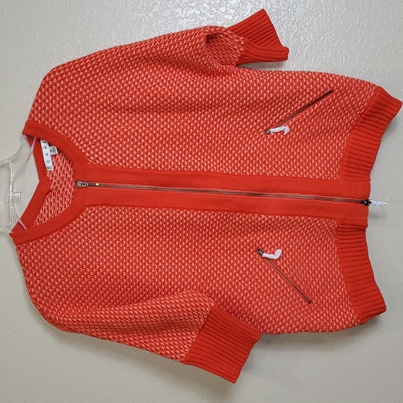 NWOT CABI #195 Orange Cotton Zip Front Sweater Small - Picture 1 of 8